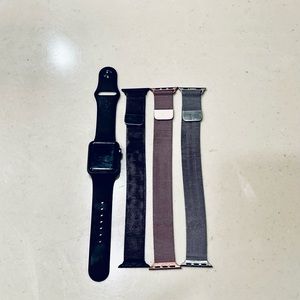 Apple Watch Series 3 38mm. Includes 3 additional bands and charger.